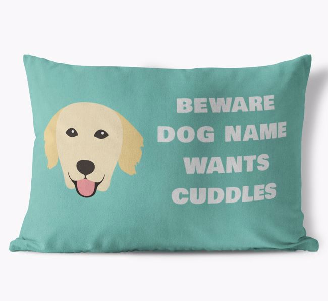 Beware of Cuddles: Personalized {breedFullName} Soft Touch Pillow